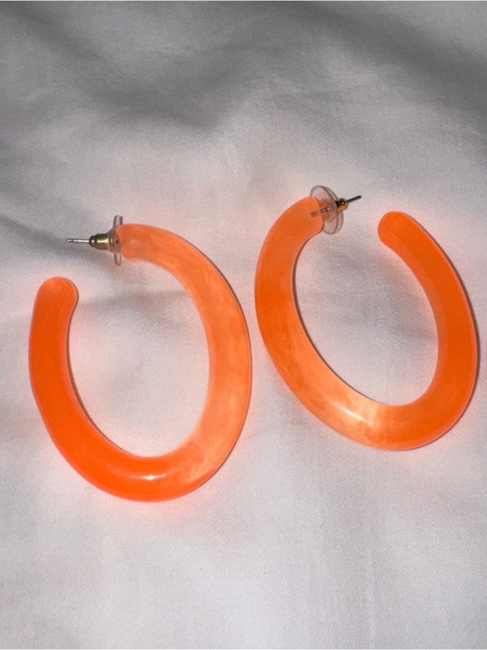 BaubleBar Bright Orange Resin Hoop Earrings